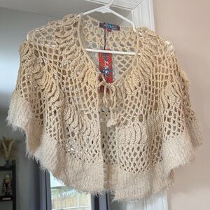 Elegant Cream Crochet Cape